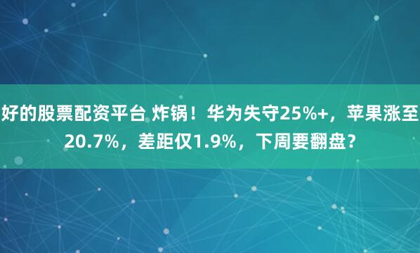 好的股票配资平台 炸锅！华为失守25%+，苹果涨至20.7%，差距仅1.9%，下周要翻盘？